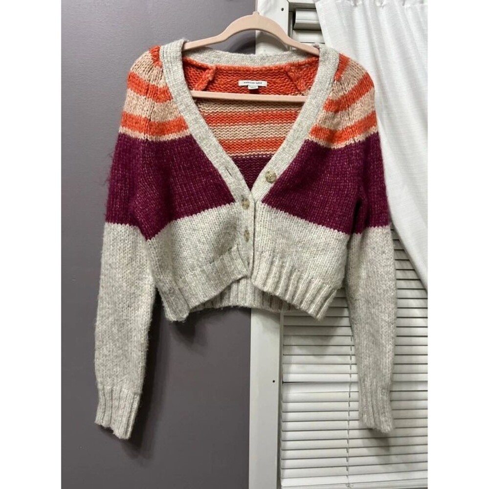 American eagle cropped striped sweater